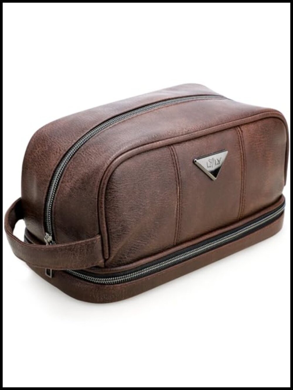Water-Resistant Leather Travel Toiletry Bag Dopp Kit Carry-On